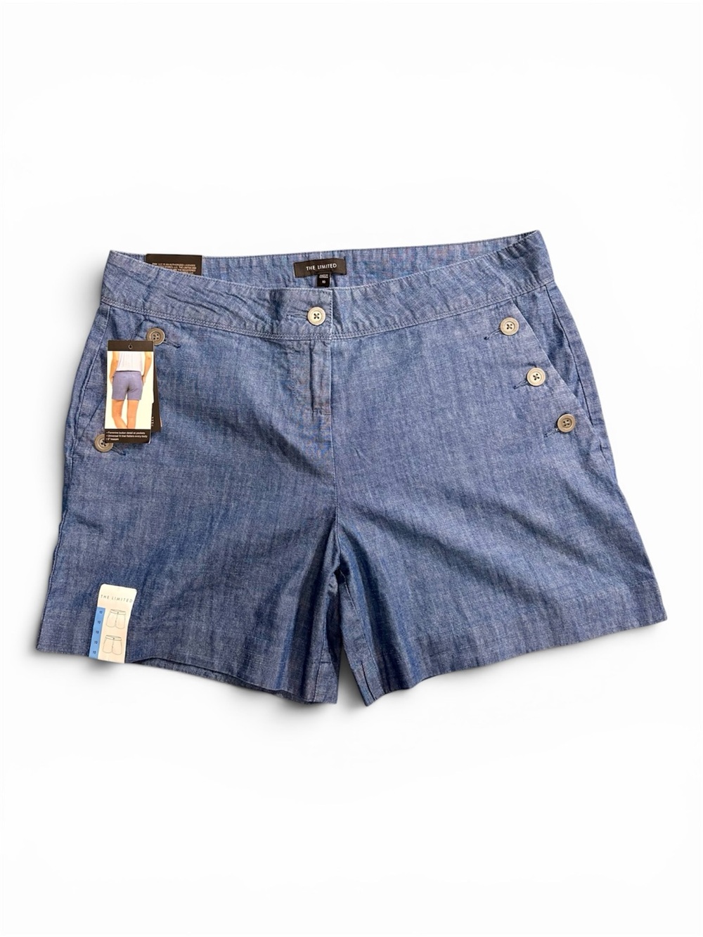 NWT The Limited Blue Chambray Button-Accent Shorts- woman’s 10